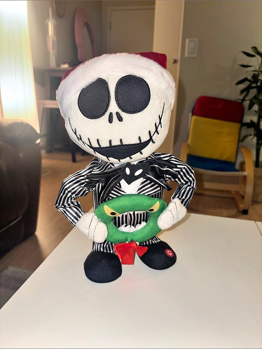 Disney Jack Skellington Holiday Greeter with Monster Wreath Plush Toy animated